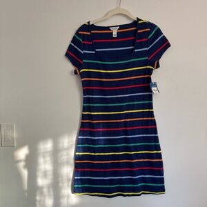 Arizona Jean Co. Multi Striped Dress With Short Sleeves NWT Size Medium
